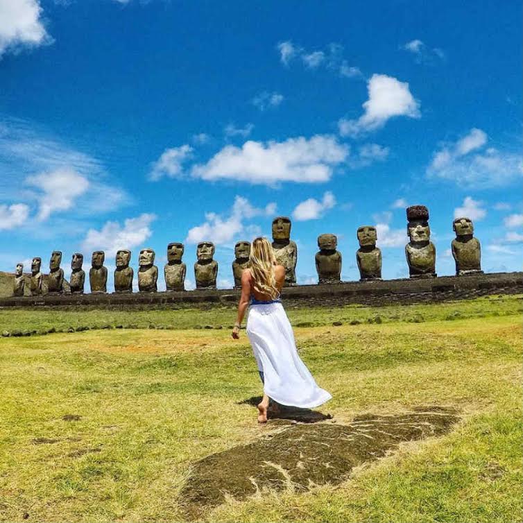 Solo traveler taking travel photos on Easter Island